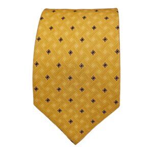 DUNHILL Yellow Geometric Floral Silk Tie ITALY 58"/ 3.8" EC